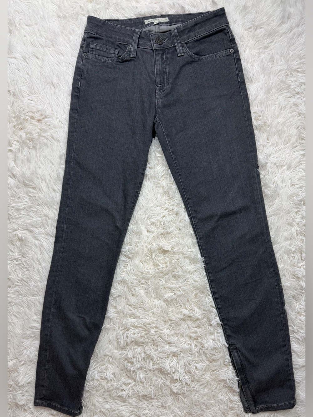 JOIE Jeans Mid Rise Charcoal Gray Zipped Super Skinny Ankle Zip Lightweight 26